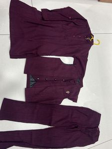 14 years Boy’s Maroon Kurta Set with Jacket