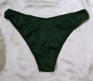 Stylish Dark Green Ribbed Bikini Bottom