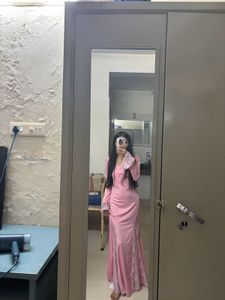 Elegant Pink Lace Trimmed Dress