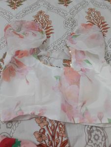 Beautiful Floral Saree with bollywood stylish blou