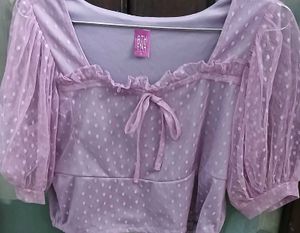 Athena Lavender Polka Dot Top - New - XL