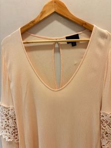 Elegant Peach Top with Lace Detail