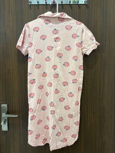 Cute Peach Print Night Dress