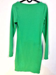 H&amp;M Ribbed Asymmetrical Neck Mini Dress