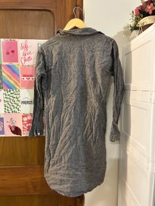 Grey  Button-Up Tunic Dress