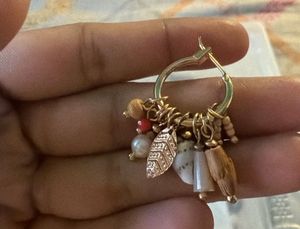 Boho Gold toned Charm Hoop Earrings