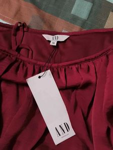 And Red One Shoulder Waterfall Skirt Co-ord Set