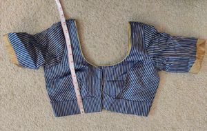 Simple Royal blue Saree with Striped Blouse