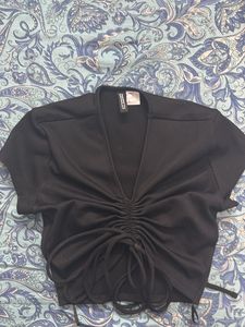 H&M Black Ruched Front Top