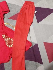 Red Embroidered leggi frock