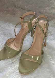 Elegant Olive Green Strappy Heels