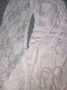 White Lace Sleeve Dress