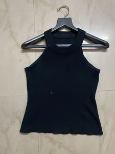Sleek Black Halter Neck Top