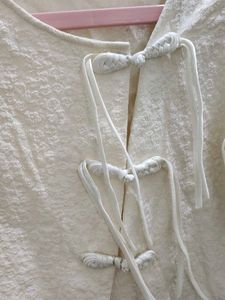 White Textured Cropped Blouse
