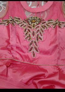 Elegant Pink Ethnic Gown with Embellishment