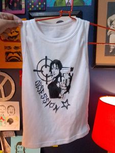 ObsessionGraphic top y2k ,ribbed (hand-painted)