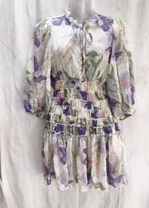 Sheer Floral Print Mini Dress
