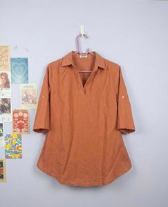 Orange Collared Tunic Top
