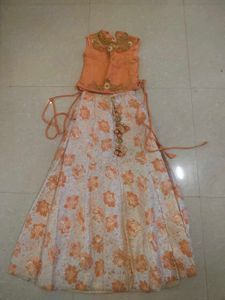 Orange Floral Lehenga Choli Set