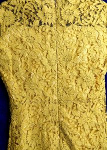 Yellow Lace Dress with Bell Sleeves