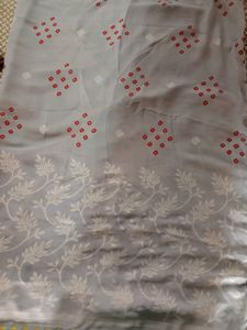 "Grey"Printed Saree With Blouse