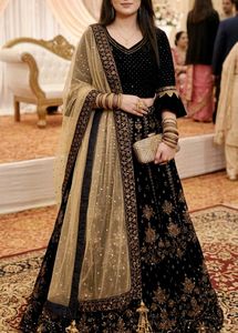 Elegant Black Velvet Lehenga Choli
