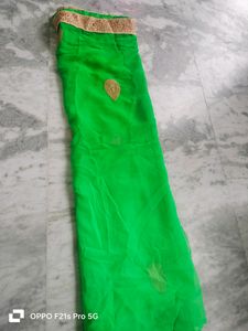 Home Made embroidery green colour designing sari