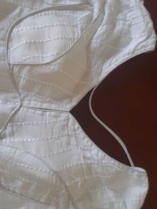 Elegant White Embroidered Hakoba Blouse