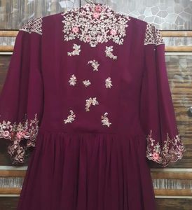 Elegant Embroidered Wine color Ethnic Gown