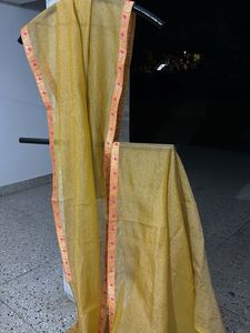 Yellow saree with Banarasi Border and blouse piece