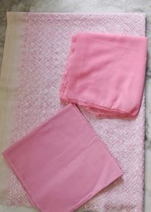 Unstitched heavy Chikankari Pink full suit set