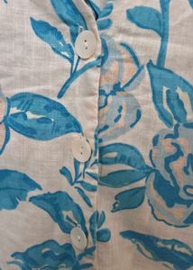 Blue Floral Print A line dress