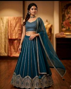 Stunning Rama color Lehenga Choli