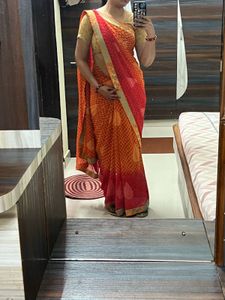 Elegant Red &amp; Orange Saree