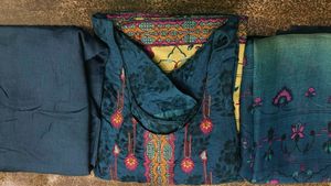 Beautiful Blue &amp; Sea Green Printed Cotton Suit Set