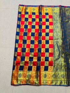 Vibrant Checkered Silk Saree
