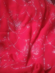 Stunning Red Embellished Saree