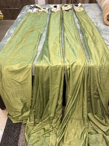 Green Curtains- Trees Print On Top