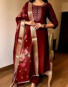 Elegant Maroon Kurta Set with Dupatta
