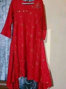 Beautiful Branded Red Asynchronous Kurta