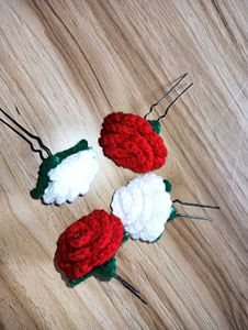 Crocheted Flower Hair Clips (Set of 4)