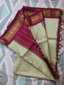 Elegant Cream and Maroon Saree