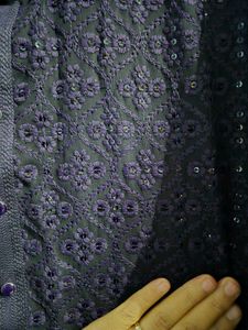 Purple  Embroidered Kurta Set