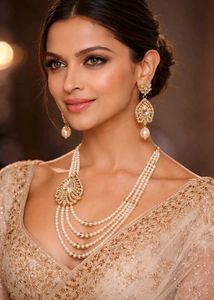 Elegant Pearl & Kundan Necklace Set