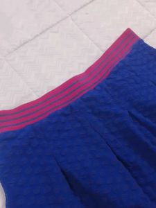 Blue Textured A-Line Skirt