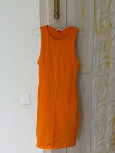 Vibrant Orange Sleeveless Mini Dress