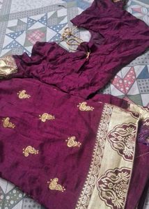 Elegant Embroidered Purple Saree