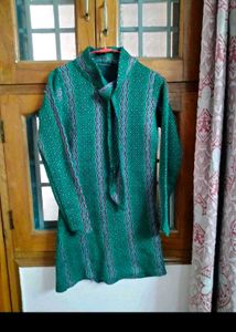 Green Printed Top with Tie Detail