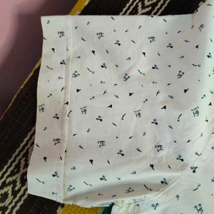 Men's White Printed half Sleeve Shirt