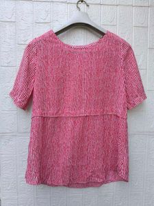 New with tag Korean Red Striped Peplum Top